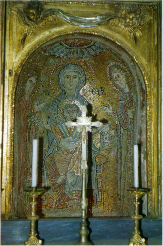 مریم باکره و کودک. موزاییک، ۸۱۷-۸۲۴ میلادی. سانتا پراسد، رم. (عکس: جی. کینگ)